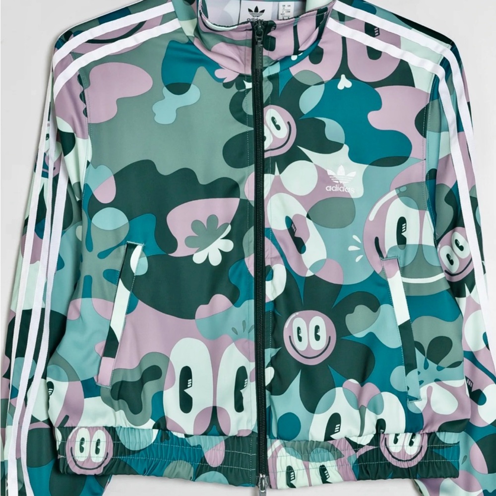 adidas Multicolor Graphic Track Jacket - Teal, Pink, White